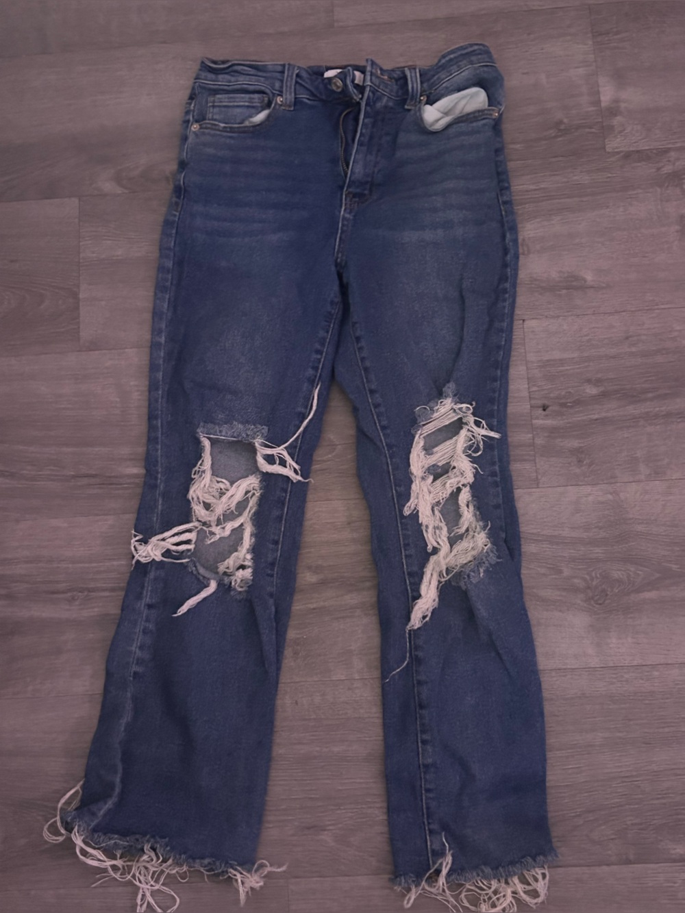 Forever 21 Distressed Dark Blue Ripped Jeans